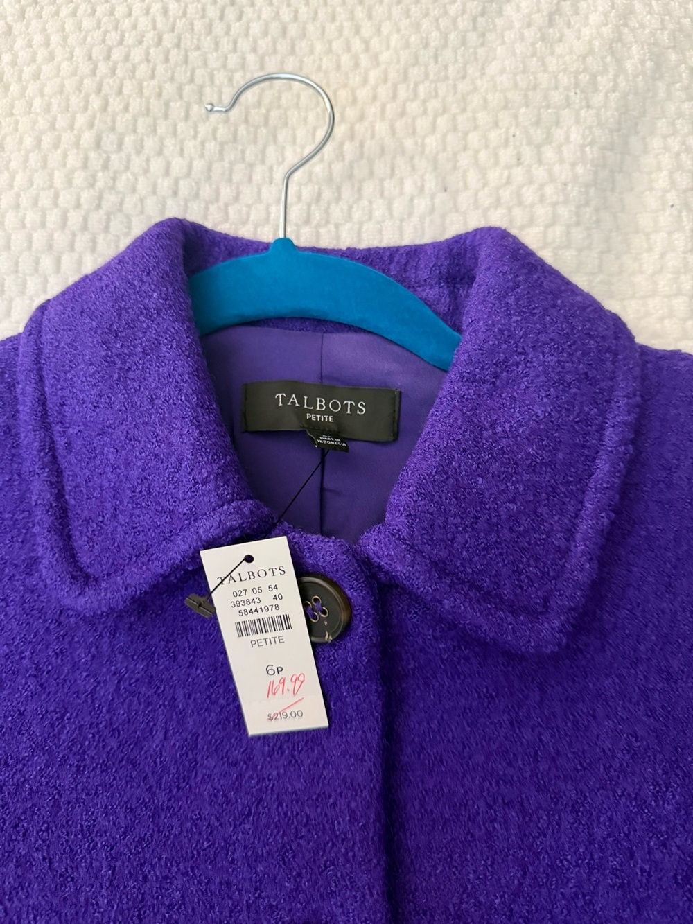 Talbots Petite Vibrant Purple Wool-Blend Pea Coat